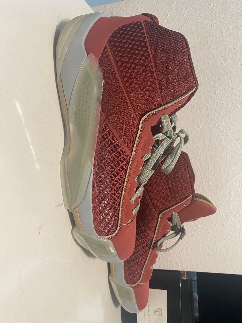 Nike Men's High-Top Athletic Sneakers in Red with Gray Accents